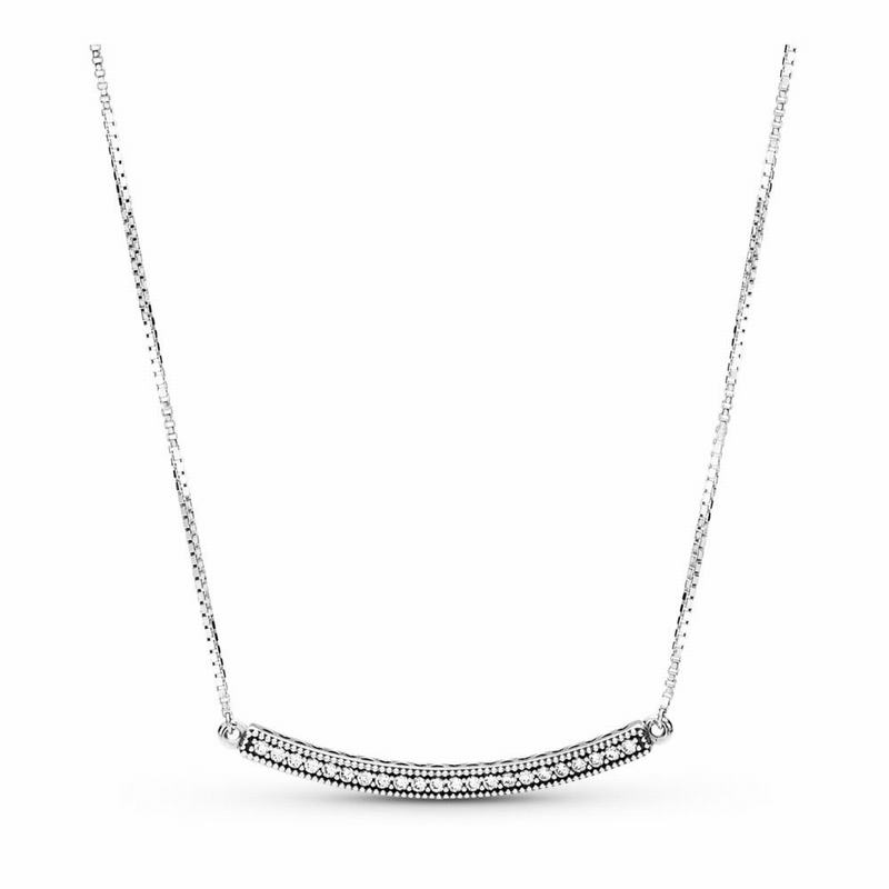 Pandora Hearts Bar Necklace Silver Egypt FT5197634